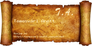 Temesvári Anett névjegykártya